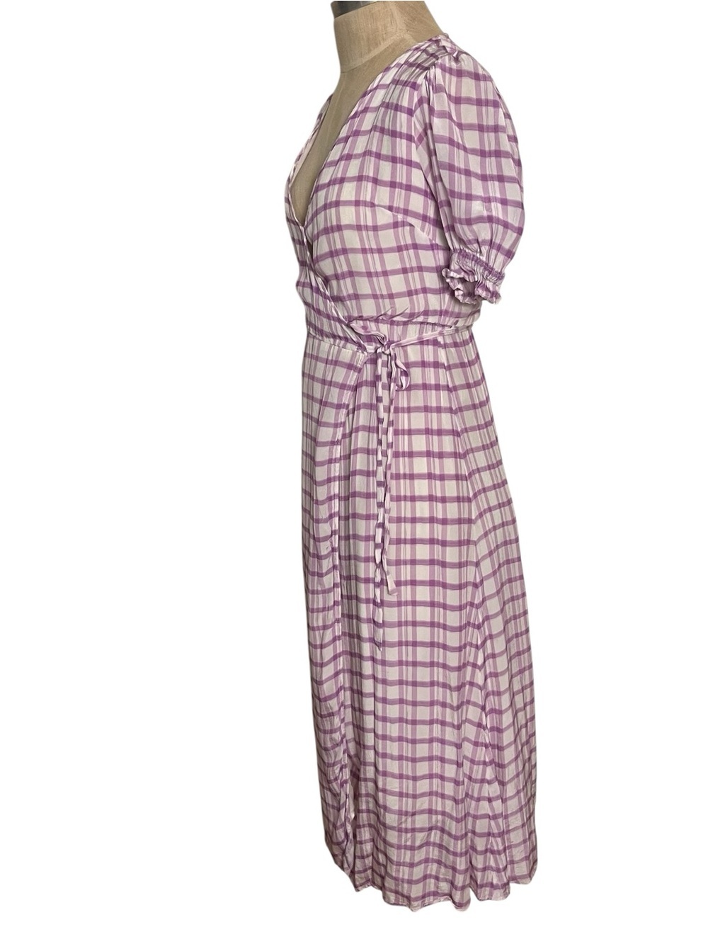 Lily and Lionel x Anthropologie Fifi Plaid Wrap Midi Dress Size 6 - Picture 9 of 16